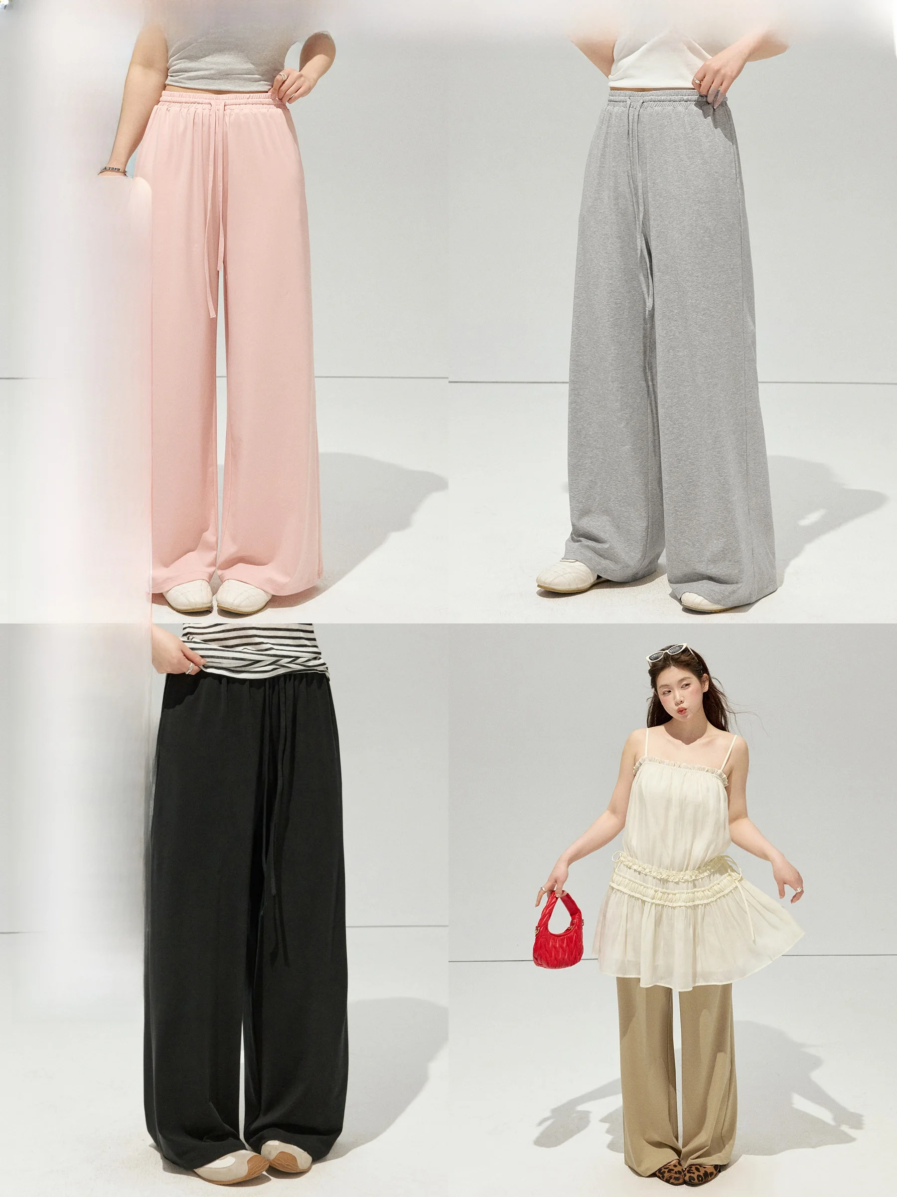

JULULOOK Studio "Clear Feeling Four Seasons" plus Size Lazy Loose Elastic Drawstring Straight Leg Pants Casual Trousers