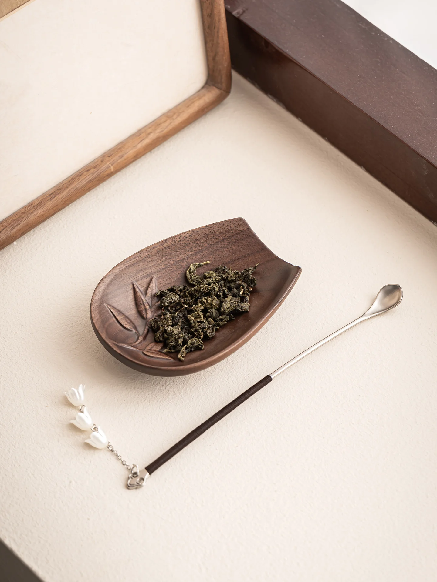 Premium Black Walnut Tea Spoon Tea Ceremony Accessories Small Mouth Tea Scoop Zen Style Handmade High Aesthetic Value