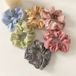 Plaid Little Daisy Hair Ring Girl Hair Ties Hair Rope For Youg Girl Hair Accessories