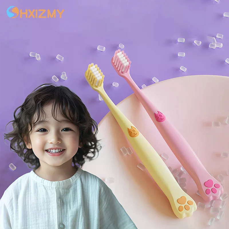 Cepillo de dientes con forma de pata de perro para niños, cerdas suaves, cepillos para blanquear los dientes para niños de 2 a 12 años, cuidado Dental y bucal
