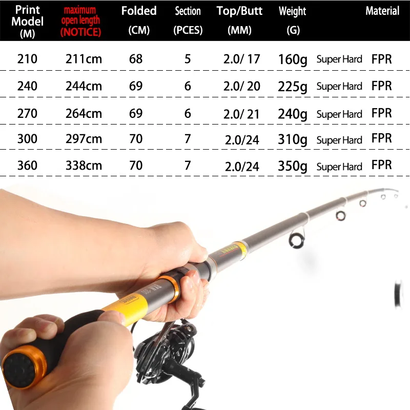 JOSBY Telescopic Fishing Rod  Feeder Hard FRP Carbon Fiber Sea Carp Pole  2.1M 2.4M 2.7M 3.0M 3.6M Pole