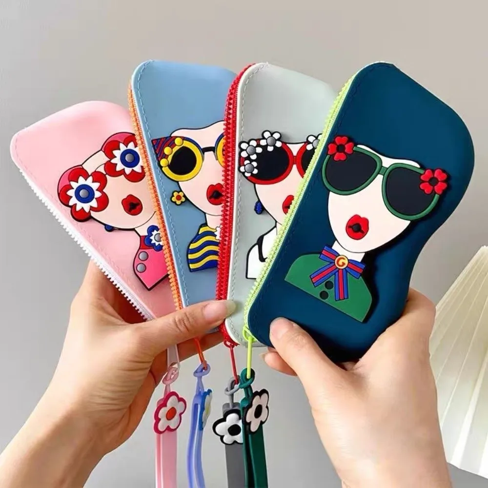 

Simple Multifunctional Silicone Eyeglasses Case Waterproof Dustproof Small Items Bag Coin Purse Cartoon Sunglasses Pouch Female
