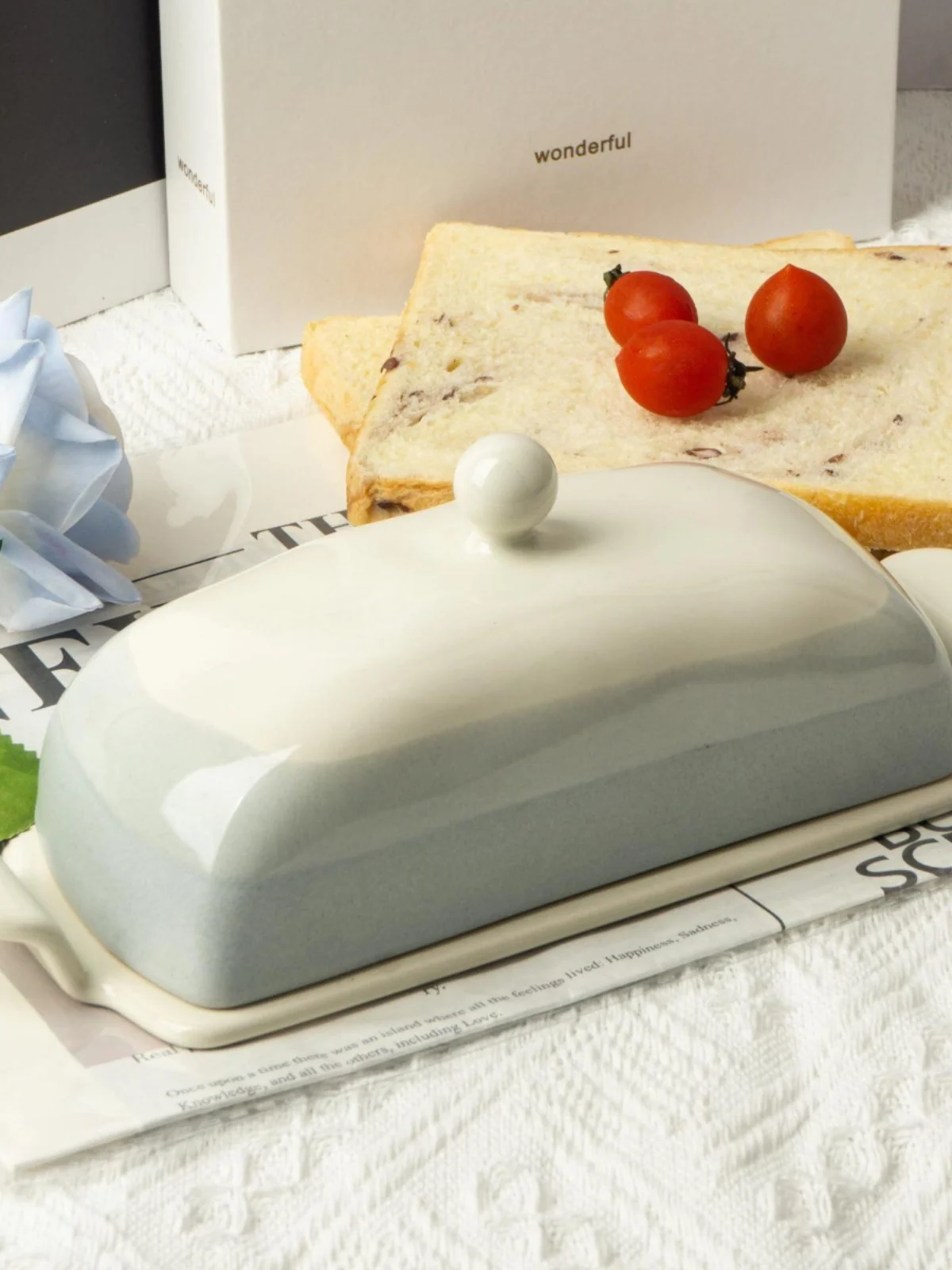 

High Aesthetic Value Cerc Butter Di with Lid Cheese Butter Keeper Fren Preservation Box Rectangular ape Chinese Made