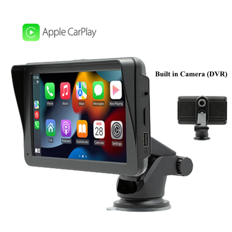 

7" Wireless Apple Carplay Android Auto Bluetooth Aux USB Tf Cam input DVR 1024x600 HD IPS Touch Screen Portable Car Mp5 Player