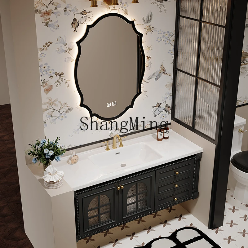 

SM home retro bathroom cabinet combination toilet washbasin bathroom cabinet