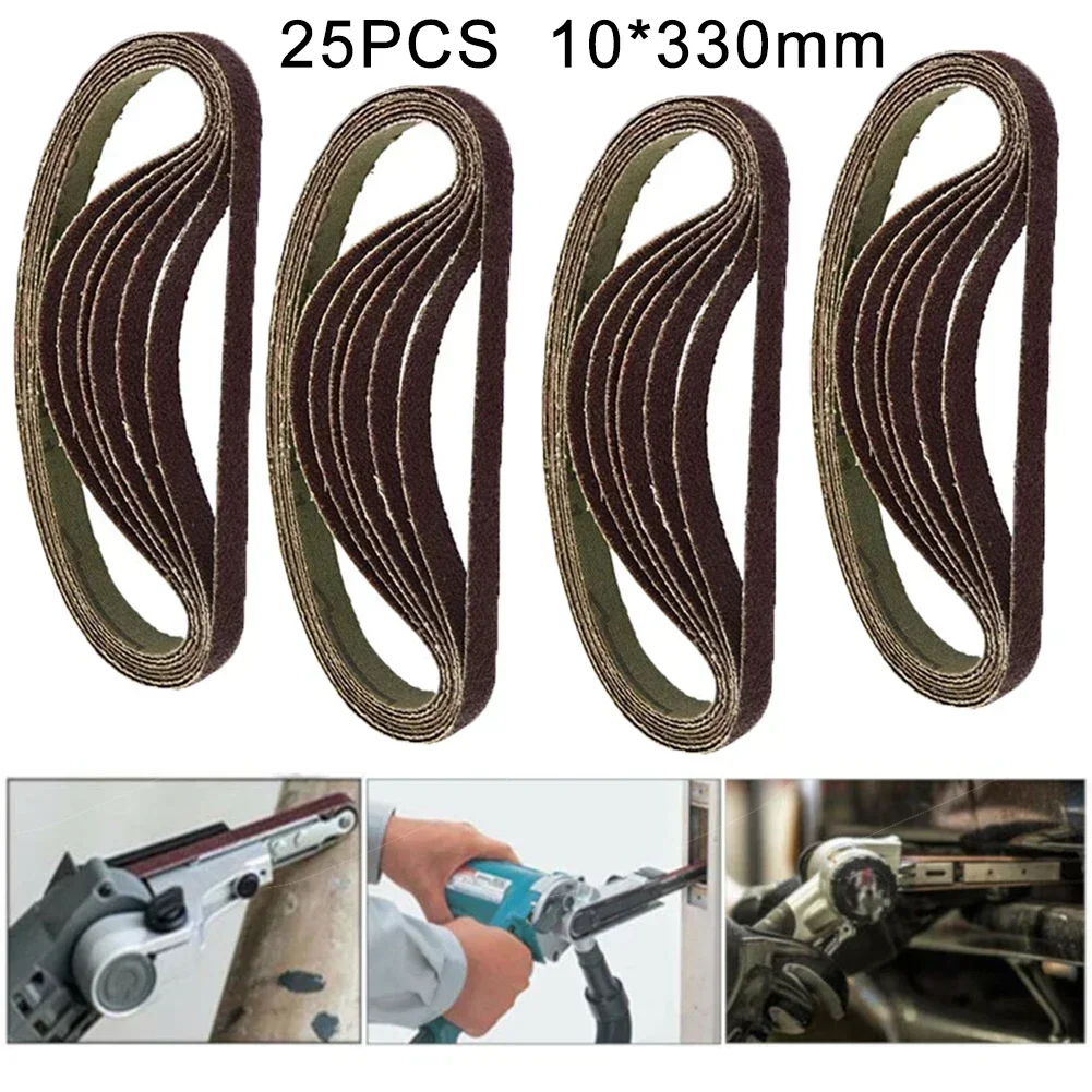 

25Pcs 60/80/100/120 Grit Sandpaper Air Finger Sander Polishing Abrasive Bands 330x10mm Sanding Belts For Wood Metal Tools