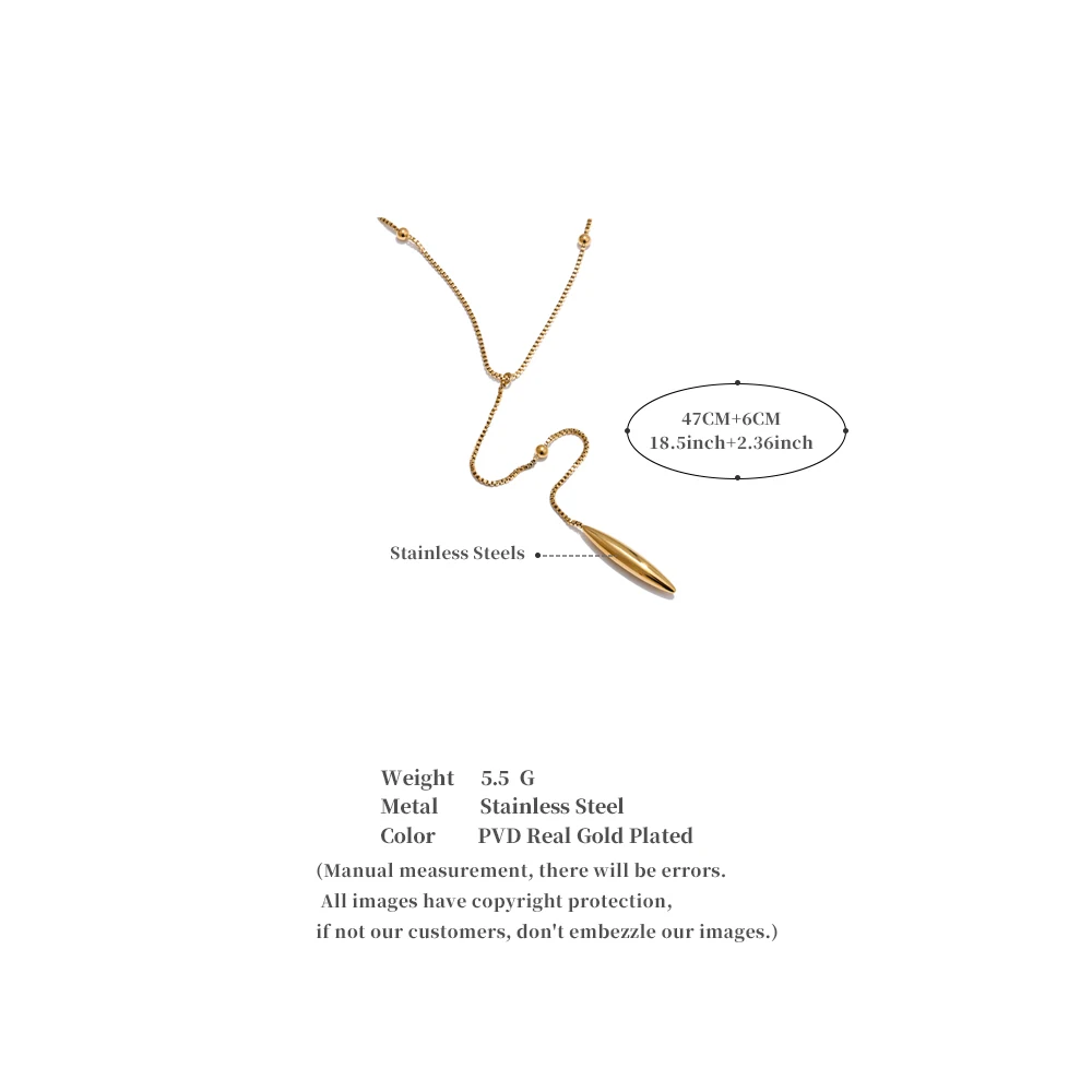 Yhpup Waterproof Sexy Fashion Stainless Steel Chain with a Pendant Drop Attractive Golden Necklace Water Resistant Jewelry Gift