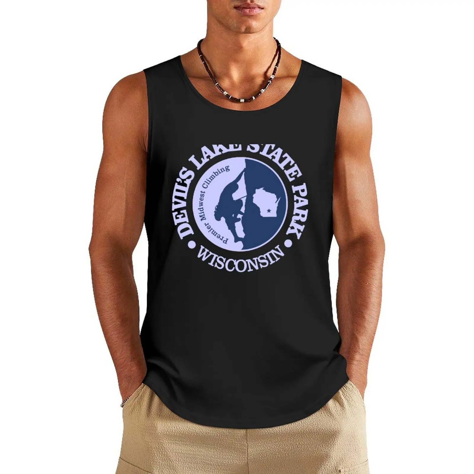 Devil_s Lake Climbing. (CLB) Tank Top t shirt Man clothes for gym