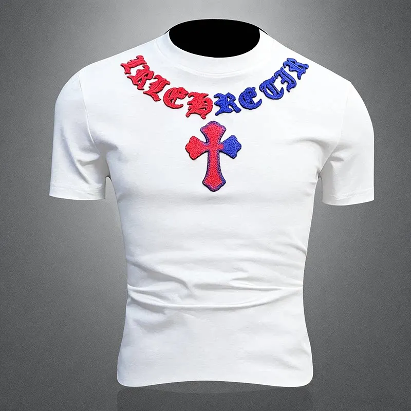 

Мужская футболка с круглым вырезом и коротким рукавом из чистого хлопка с принтом, дышащая, удобная, в европейском стиле, модный топ