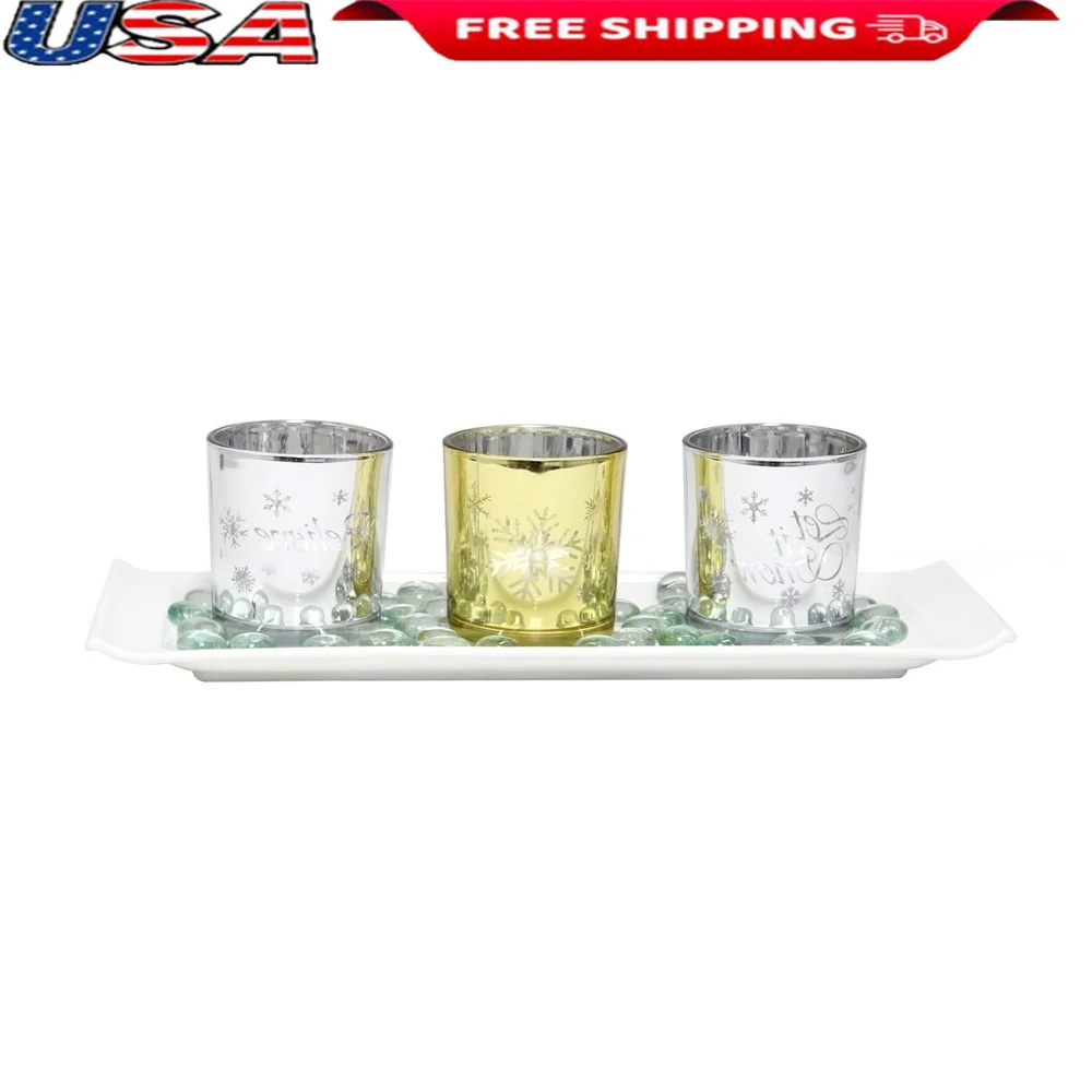 

Набор подсвечников «Зимняя страна чудес» с декоративными бусинами. Идеальные праздничные центральные элементы и праздничный домашний декор.