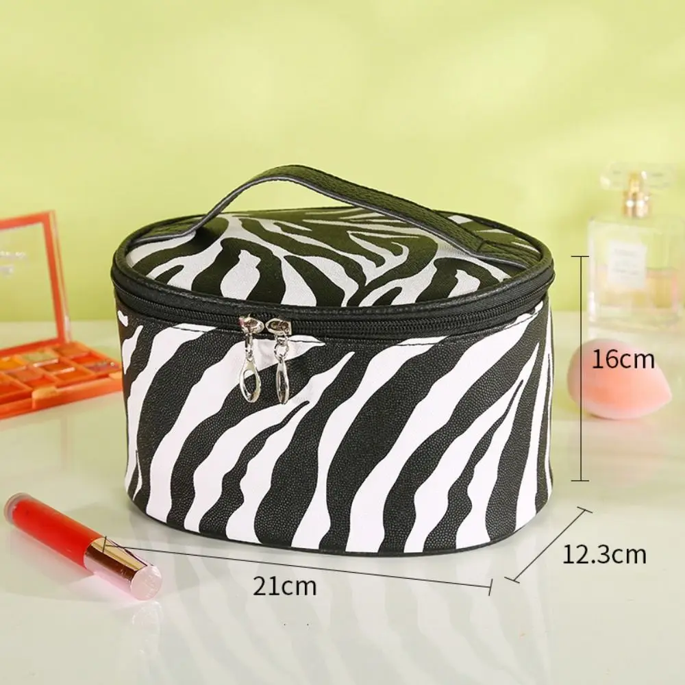 PU Travel Makeup Bag Portable Leopard Print Zipper Storage Case Large Capacity Cosmetics Pouch