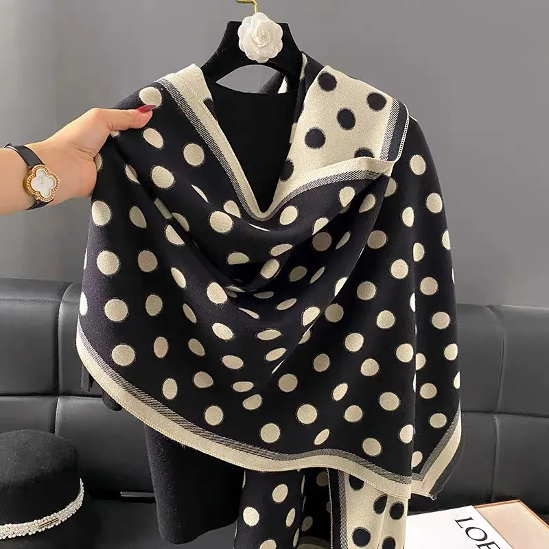 Luxury design of winter women\'s scarves, double-sided imitation cashmere scarves, warm scarves, shawls