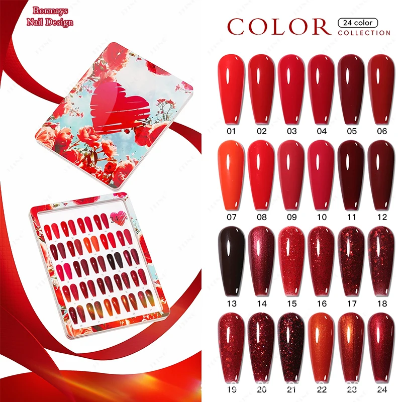 

24 Colors Deep Red Gel Polish Cat Eye Glitter Wine Red Cherry Semi Permanent UV LED Soak Off Varnish Nail Art Manicure Lacquer