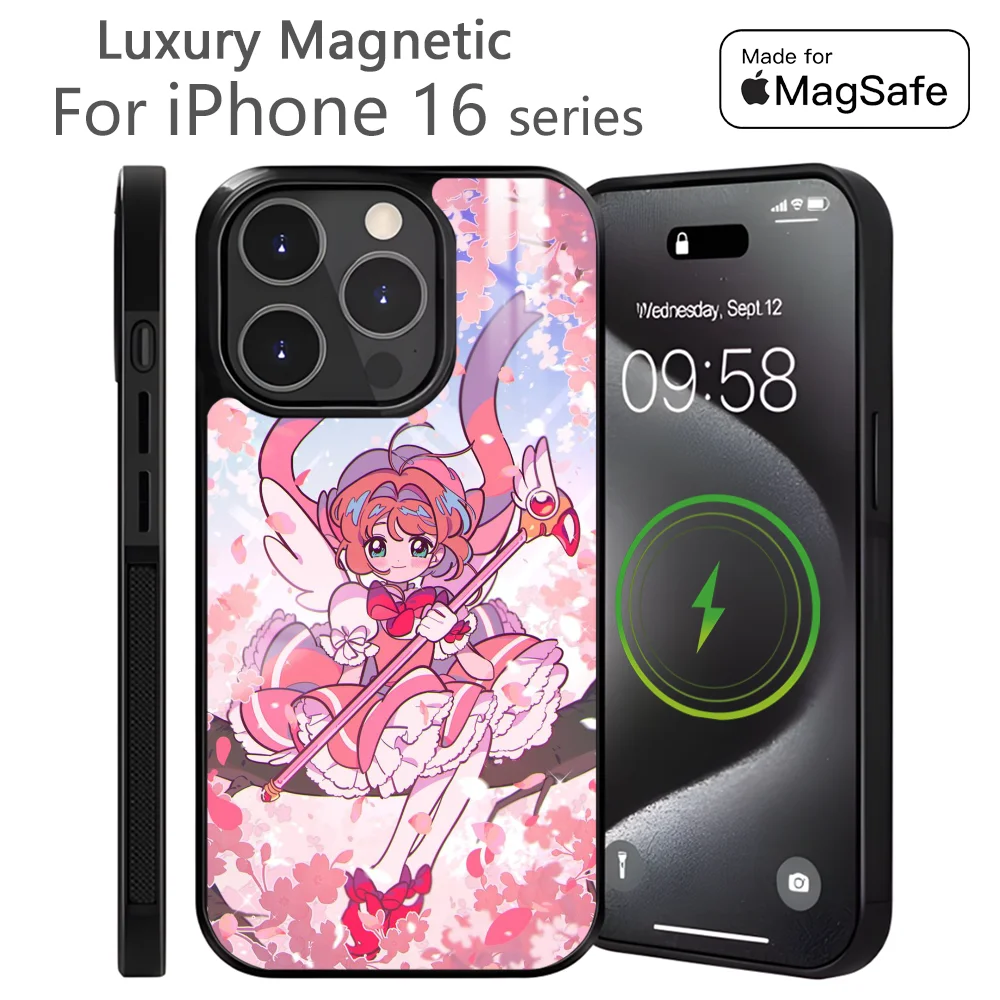 Anime C-Cardcaptor S-Sakura Phone Case For iPhone 16 15 14 13 12 11 Pro Max Plus Mini Magnetic Magsafe Wireless Charging Cover