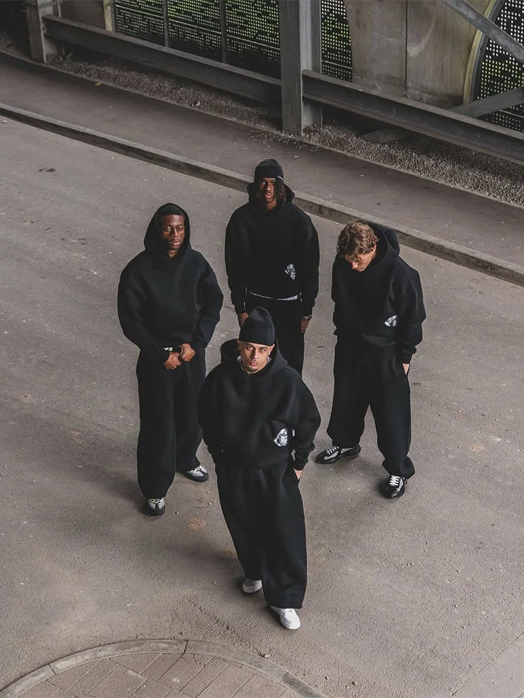 بدلة رياضية رجالية عصرية موديل 2025 عالية الشارع ملابس غير رسمية Y2K Harajuku سترة بقلنسوة مطرزة للرجال سراويل رياضية فضفاضة على طراز الهيب هوب #4