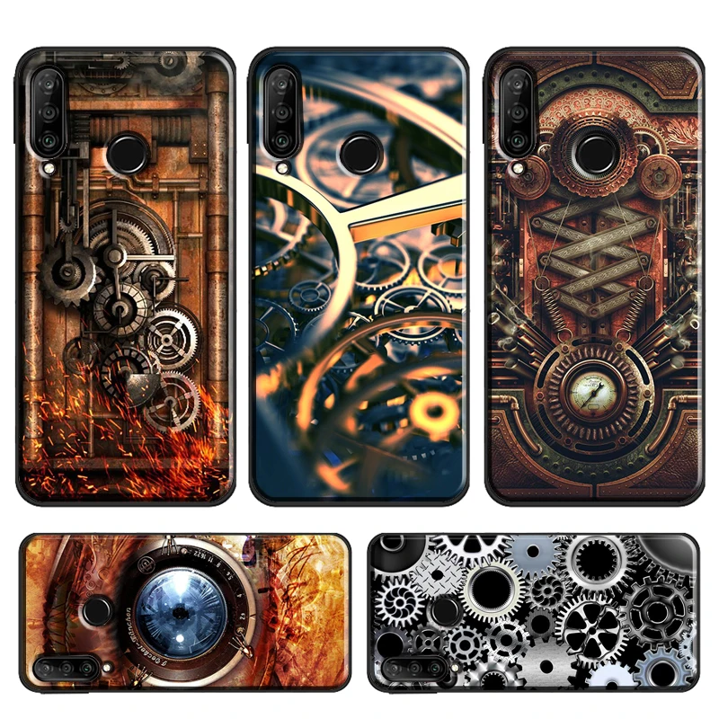 Steampunk Gear Mechanical Case For Huawei P Smart 2019 Z P30 Lite P20 P40 Pro Mate 20 Lite Nova 5T Honor 50 10i 8X 9X