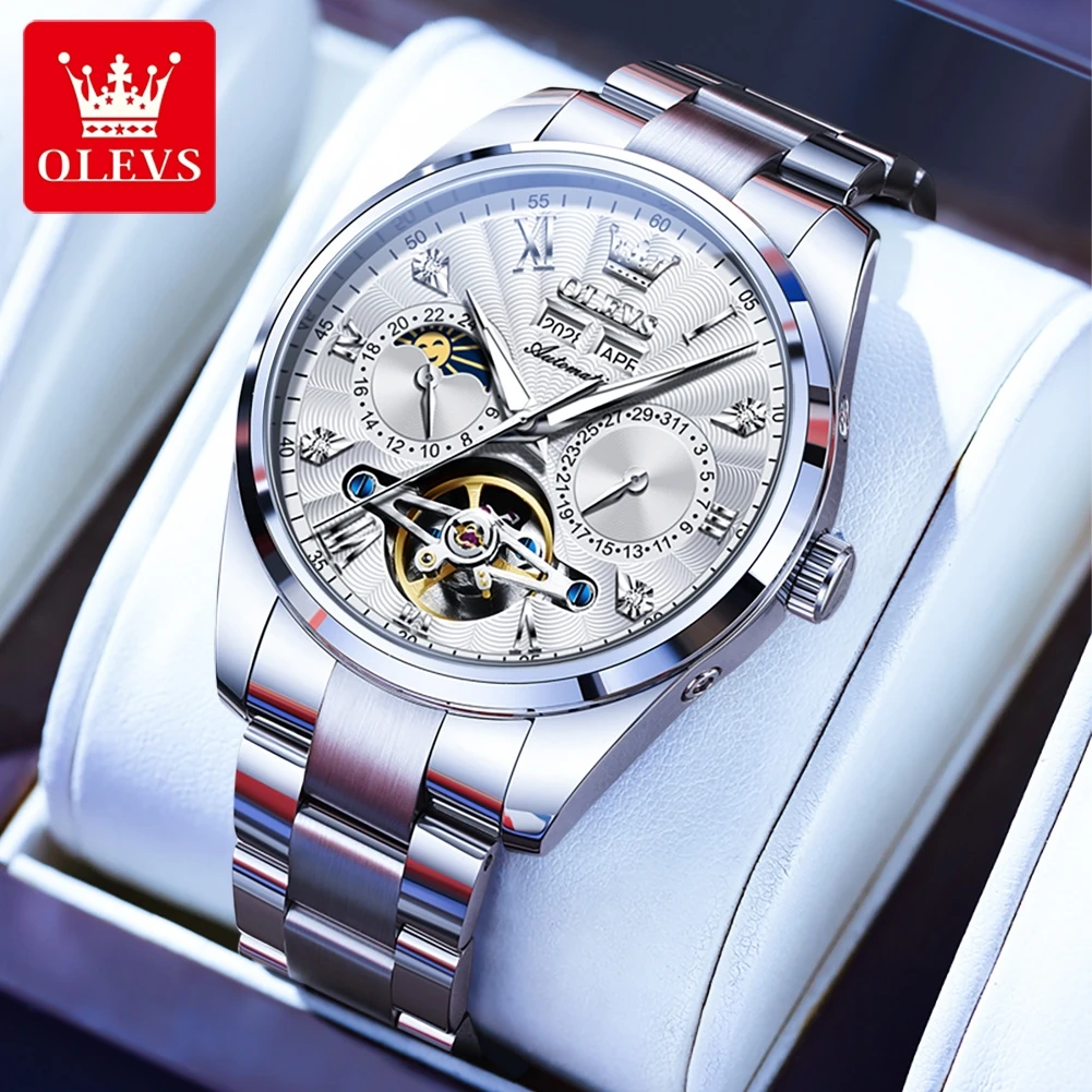 

OLEVS 7028 Men's Watches Automatic Mechanical Business Wristwatch Waterproof Chronograph Luxury Calendar Reloj Hombre Gift