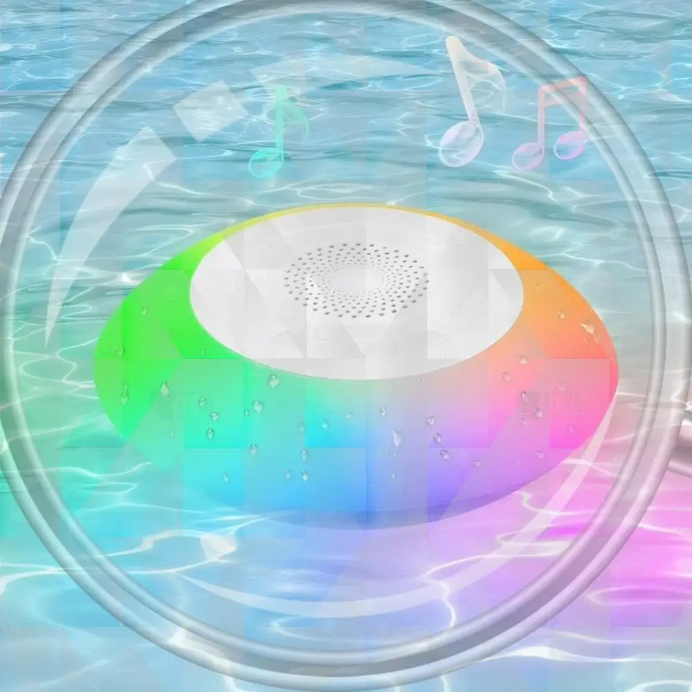 Floating Pool Speaker with Colorful Lights Hot Tub Speaker IPX7 Waterproof Shower Speaker for Pool Spa and Outdoor