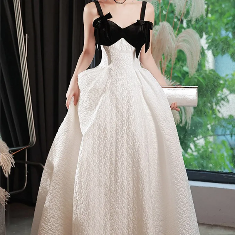 

Chic Maxi Wedding Dresses Sweetheart Spaghetti Straps Decorated With Bownot Elegant Lace Up Back Bridal Gowns Custom Made SWD584