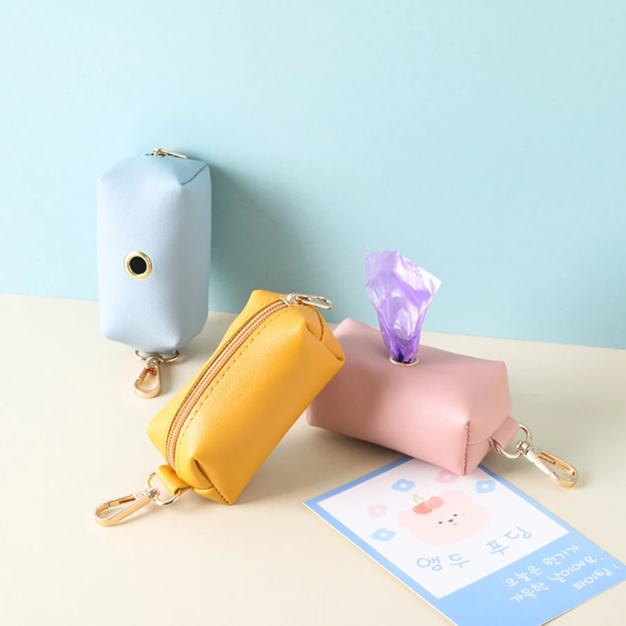 Pet Poop Bag Dispenser Dog Garbage Bag PU Leather Outdoor Portable Dog Walking Poop Collection Box - view 3