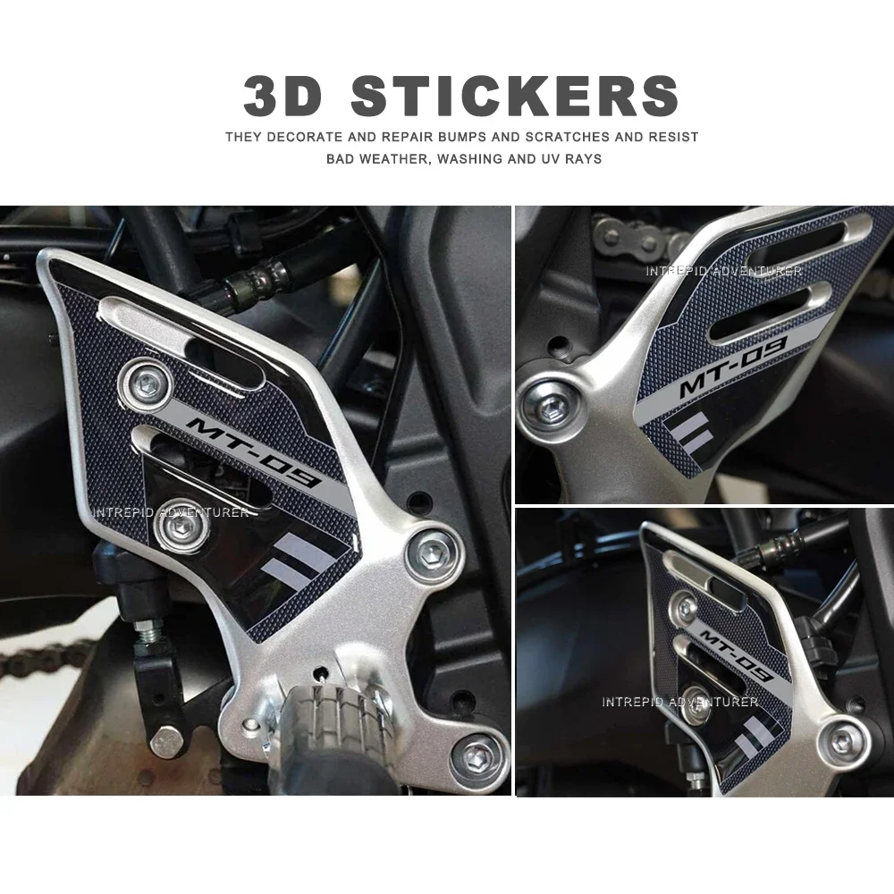 Stiker tahan gores resin 3D, stiker pelindung bantalan hak, stiker ambang sepeda motor untuk MT-09 Yamaha Mt09 Sp 2021-2023