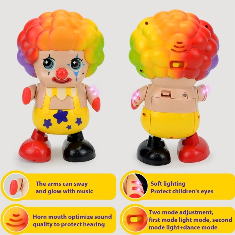 57EE Musical Dancing Electronic Clown Toy for Kids Toddler Light Up Singing Toy