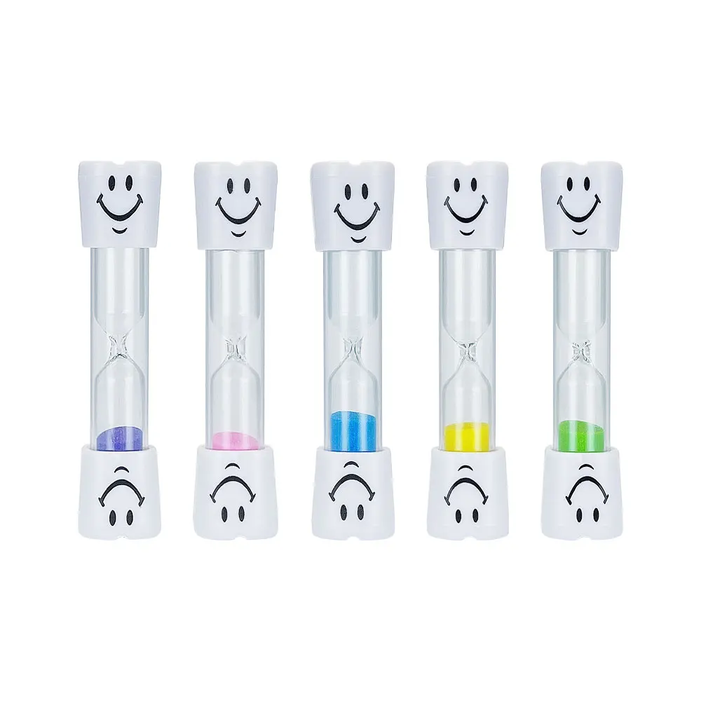 2PCS 3-min Smiling Hourglass Cute Smiling Face Tooth Brushing Hourglass Dental Sand Time Meter Sandglass Hourglass for Kids Gift