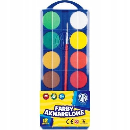 Aquarelverf 12-kleuren cassette met penseel