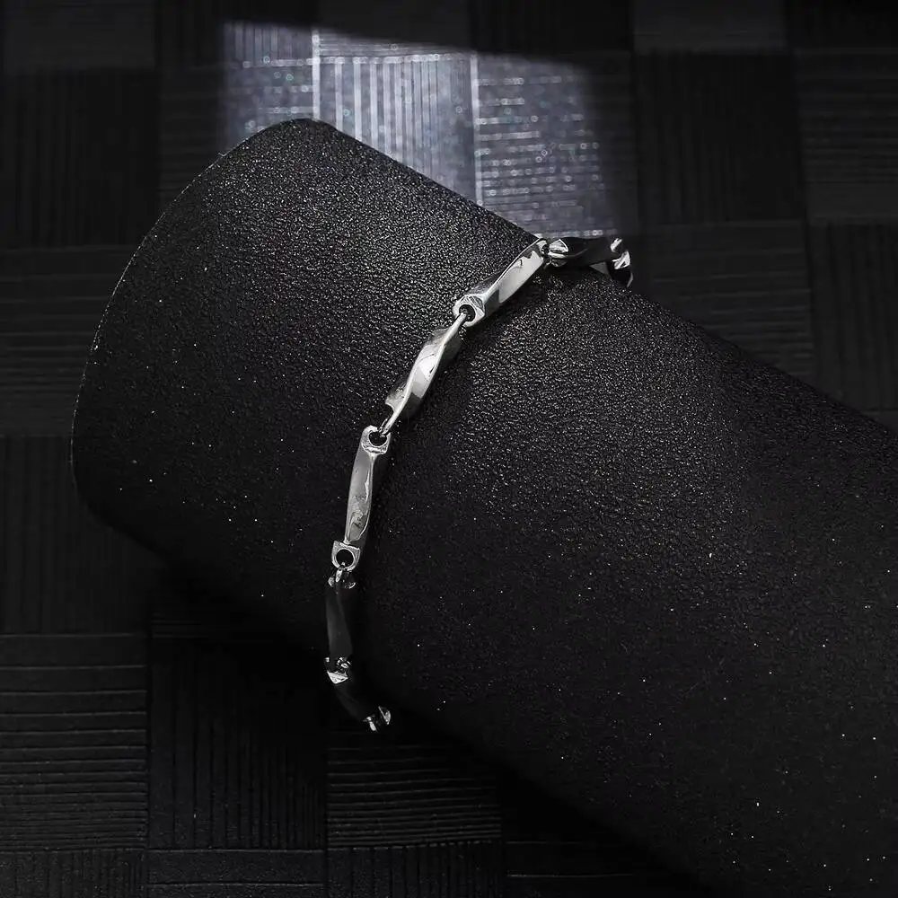Men Punk Rock Fashion Mobius Chain Link Bracelet Bangle In Stainless Steel