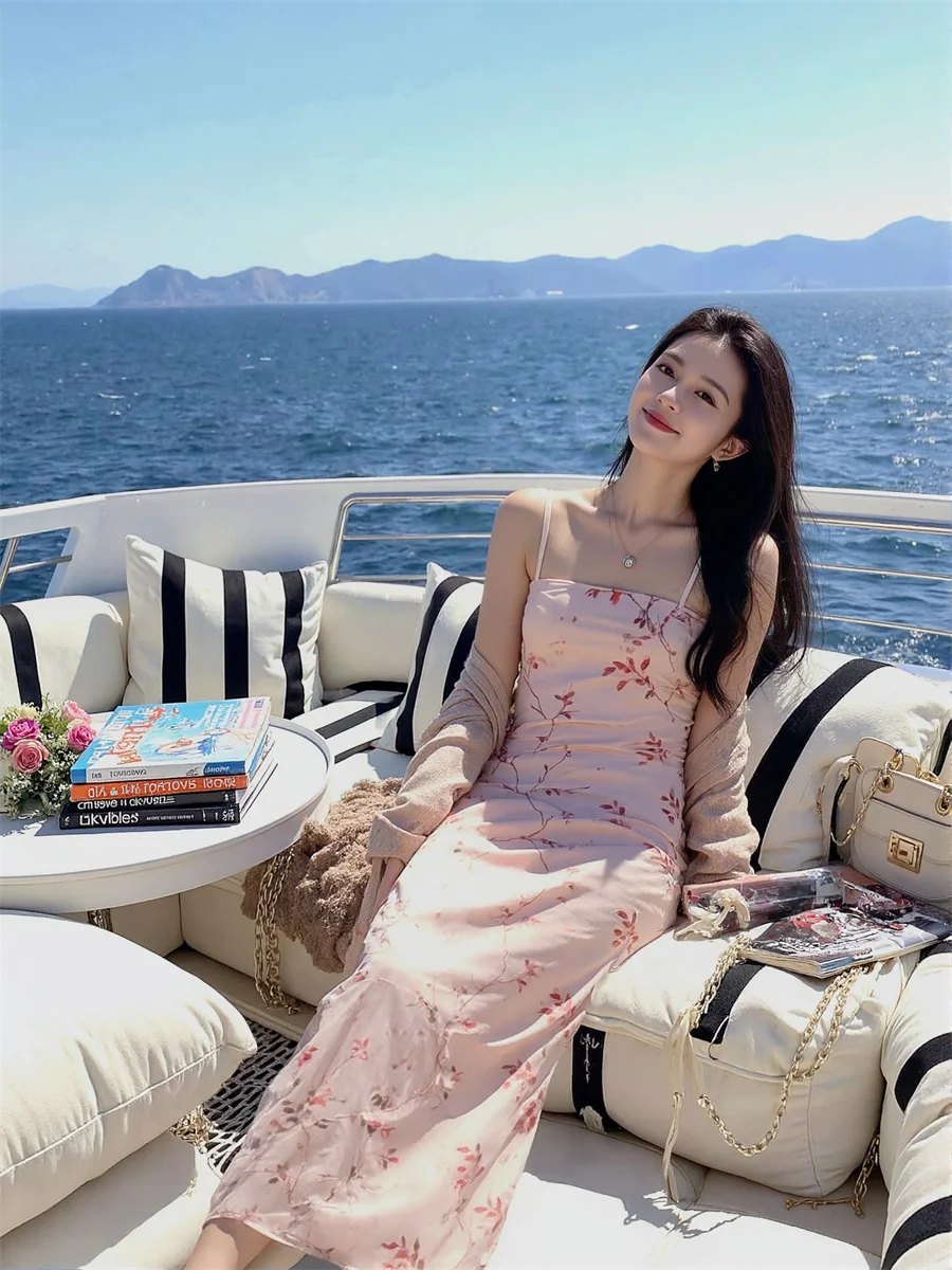 Women'S Dresses Y2K Pink Slim Ankle-Length Chinese Style Cotton Linen Polyester Rayon Silk Satin Chiffon Gauze Tulle Mesh Modal