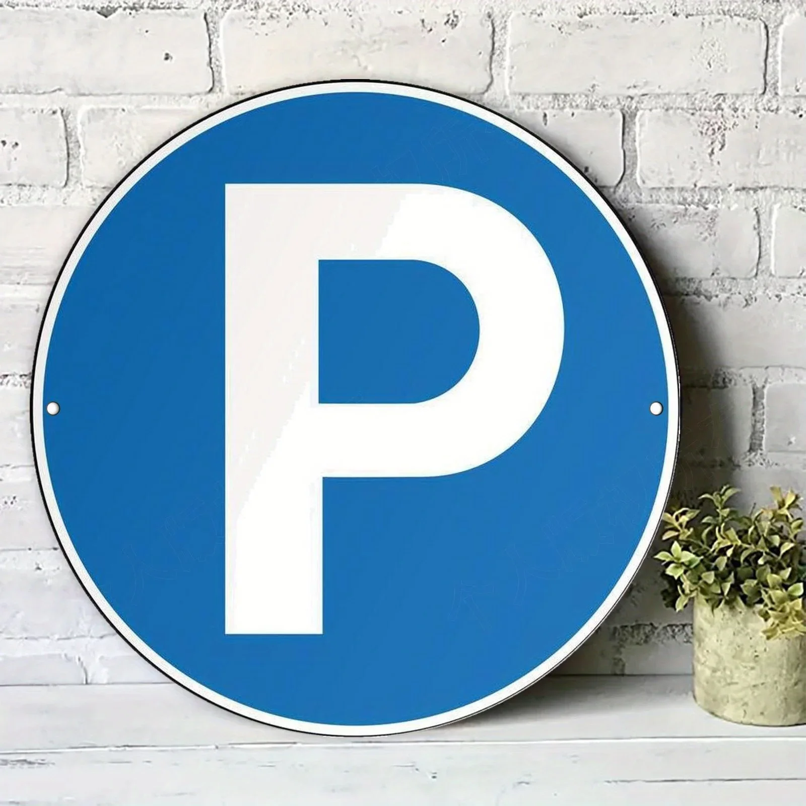 2D Flat - 1pc Vintage Round Aluminum Parking Sign, 7.87