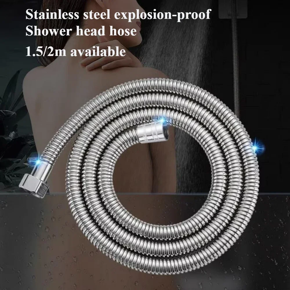 

1.5/2m Black Silver Flexible Shower Hose (SUS304) Water Pipe Extension Accessories Bathroom Supplies New Product Series Tube