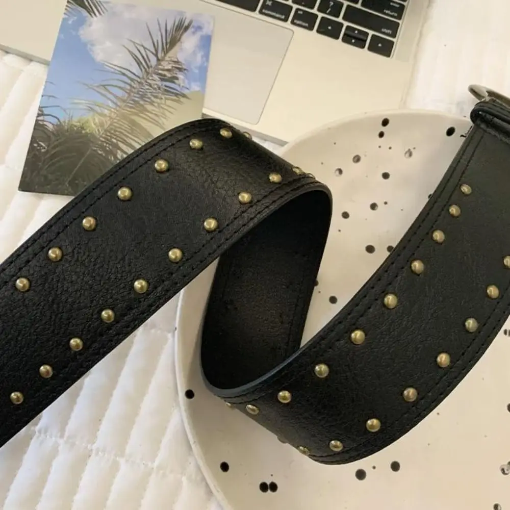 Modischer Vintage Damen Nietengürtel Y2k Heavy-Duty Leder Taillengürtel Punk Gothic Kleid Jeans Gürtel Streetwear