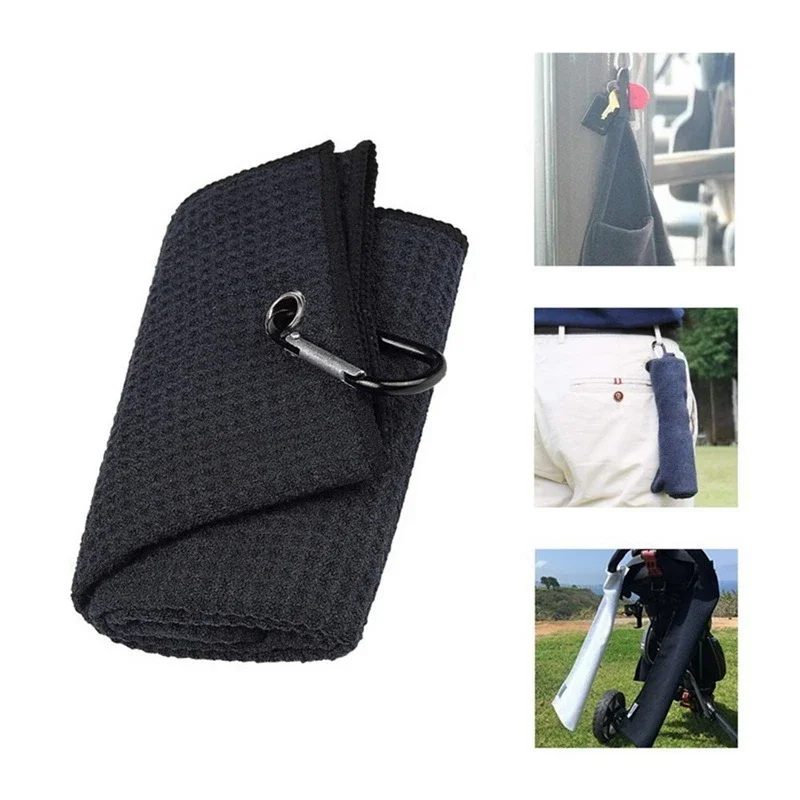 Microfiber Cotton Golf Towel With Carabiner Hook Cleans Clubs Golf Towel Balls Hands Cleaning Towels 40x60cm