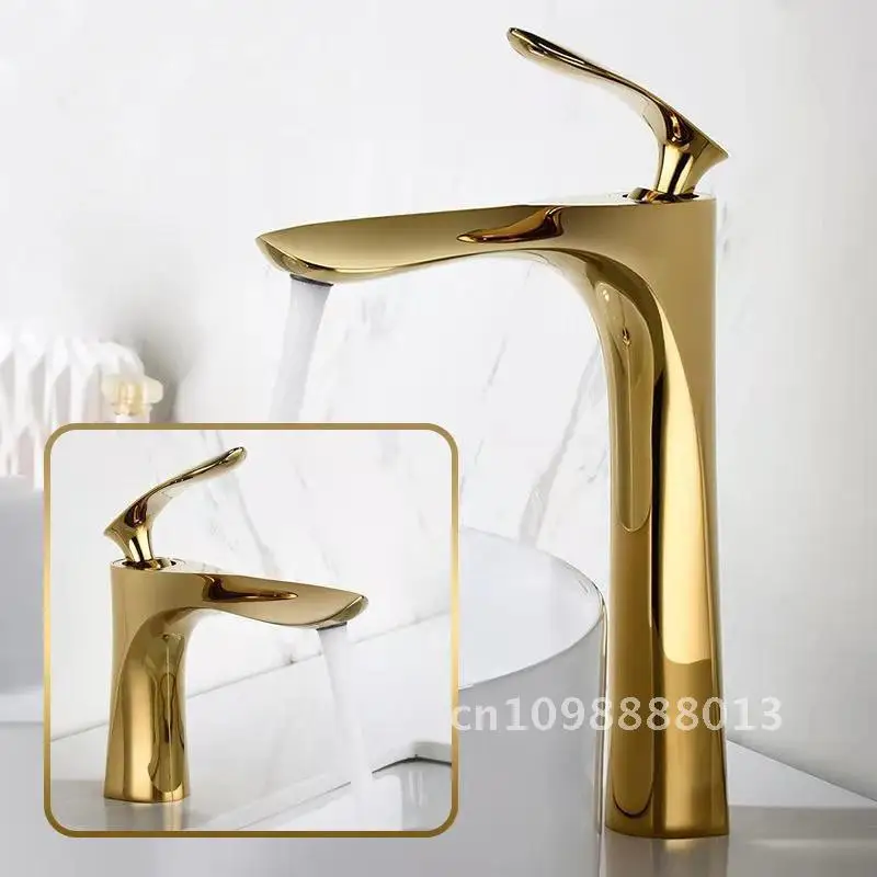 

Bathroom Basin Faucet Alloy Material Cold and Hot Water Mixer Waterfall Mounted Vanity Toilet Tap Gold Basin Faucets Wash Deck