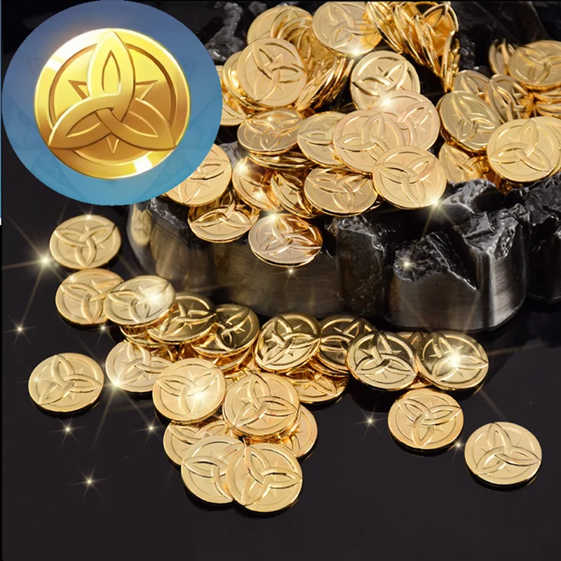 

Genshin Impact Mora Metal Game Coins Collection Coins Mihoyo Open Treasure Chest Game Metal Coin Morax Cosplay Props Accessories