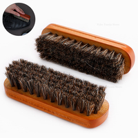 Quality Leather Shoe Brush Solid Wooden Handle Details Polishing and Cleaning  Brush Horse Hair Soft Wood Brush Shoe Accessories