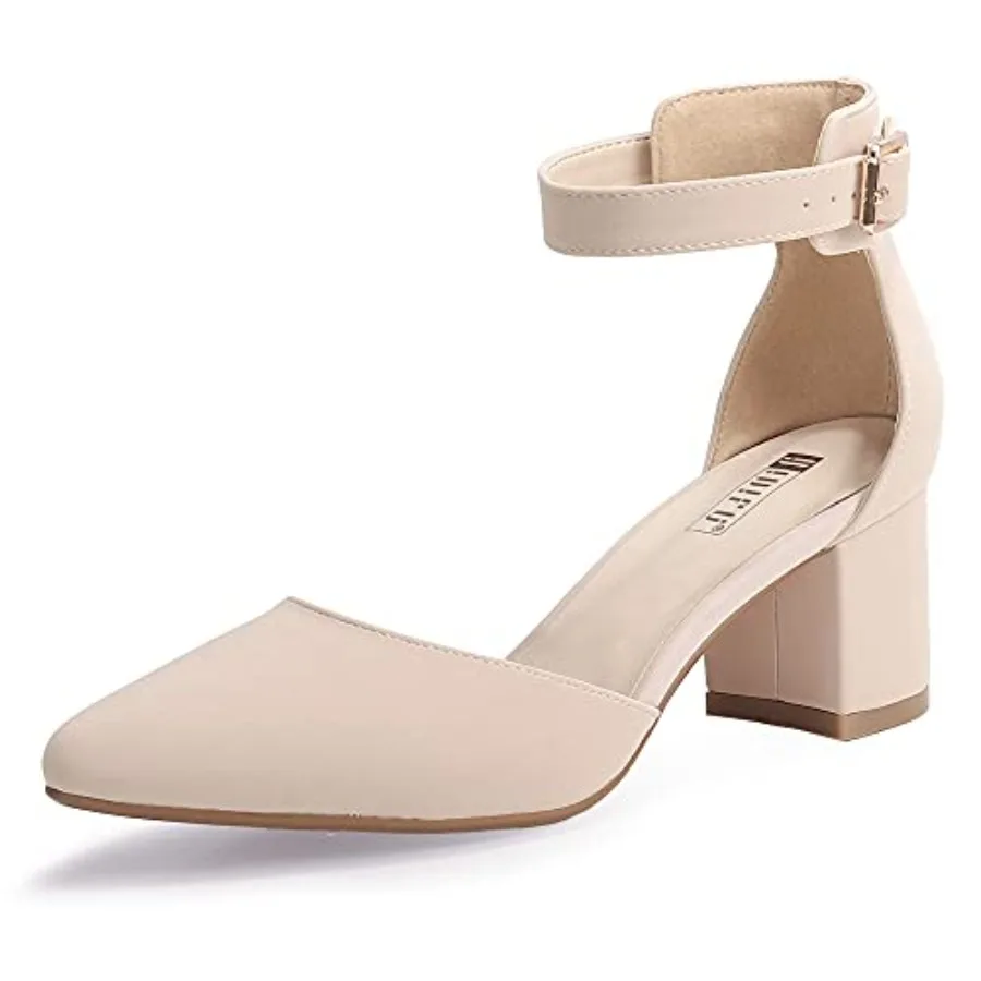 Women's IN2 Pedazo Dress Shoes Low Block Heels Comfortable Chunky Closed Toe Ankle Strap Wedding Pumps