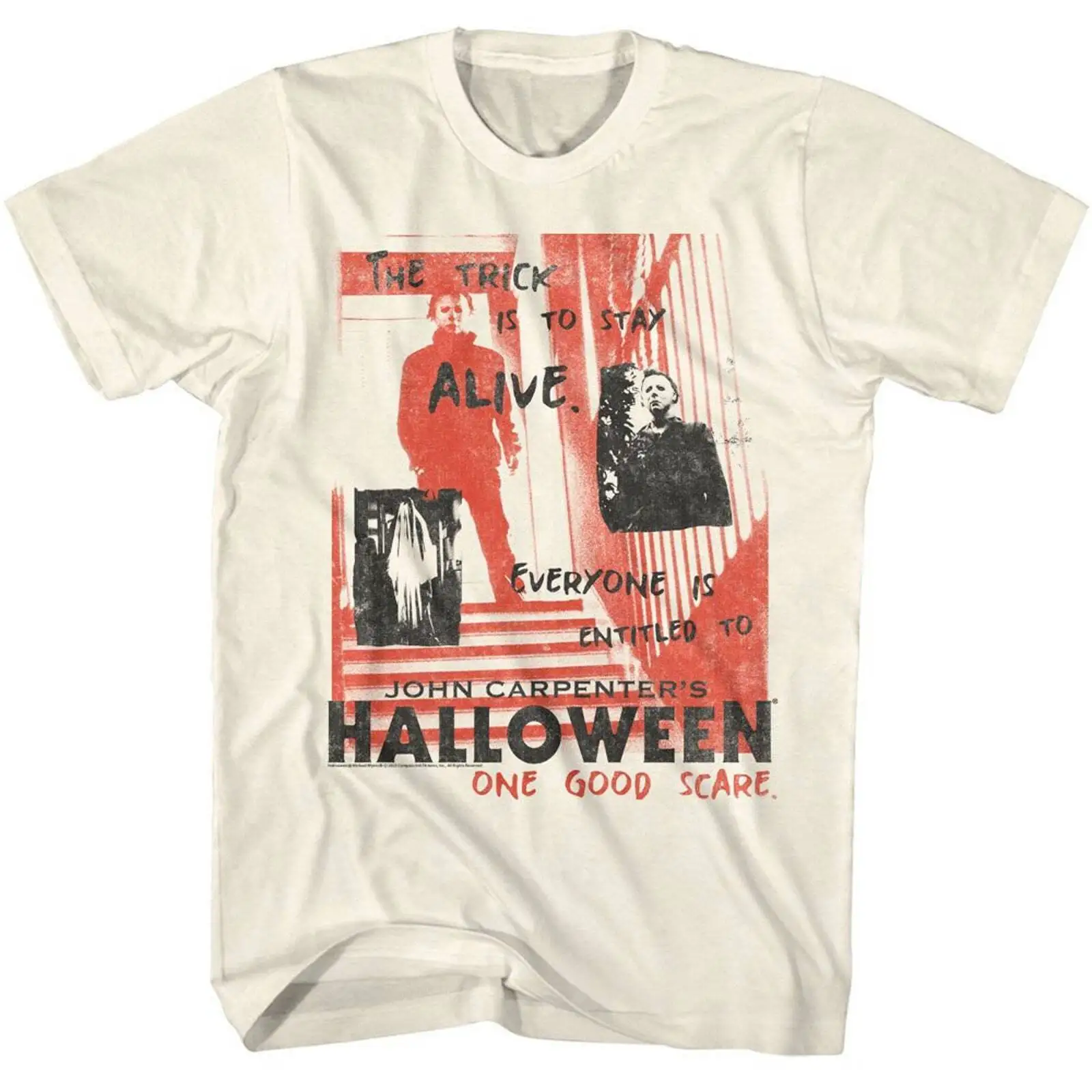 Halloween One Good Scare Handwritten Natural Adult T Shirt