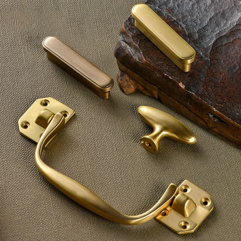 

Новая китайская Ручка для шкафа из твердой латуни и ручка для ящика, ручка из чистой меди для спальни, шкафа, комода, мебели, кухонные аксессуары