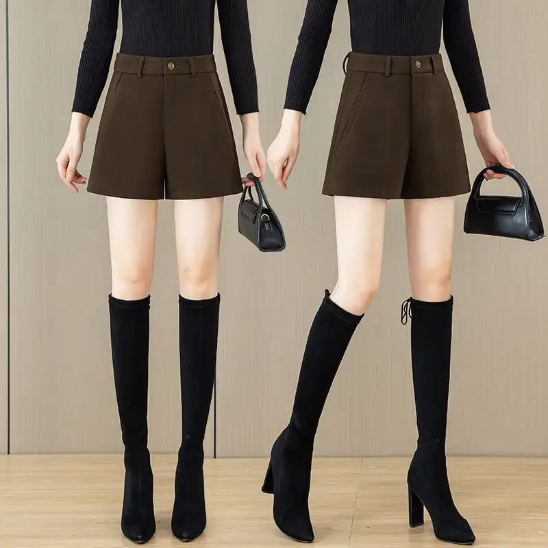 Pants Woolen Shorts Outer Wear Autumn A- line Shorts Women's Pants