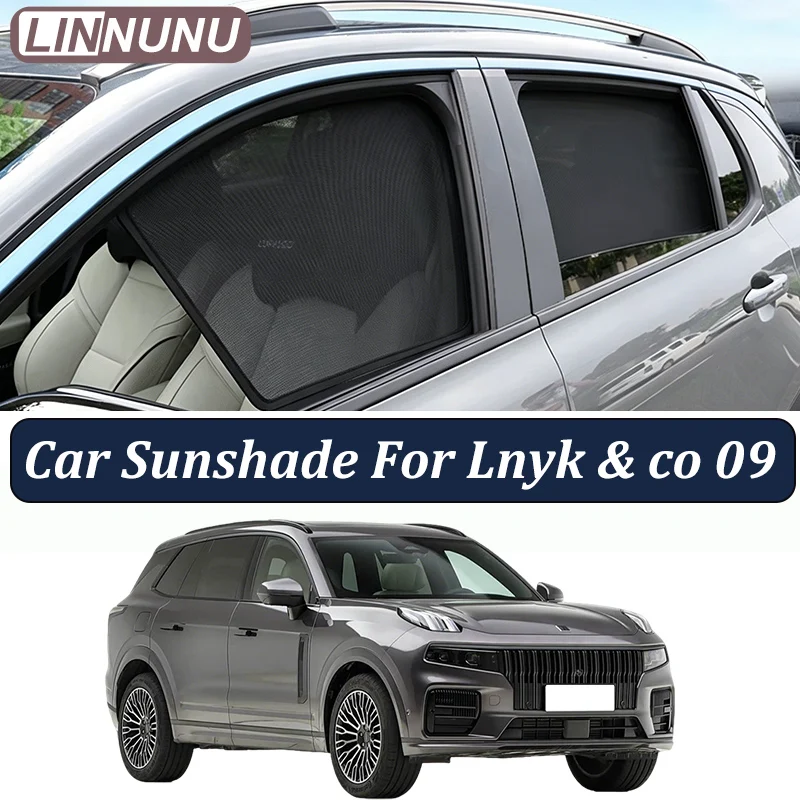 

LINNUNU Magnetic Car Sunshade For Lynk & co 09 Window Mesh Curtain Anti-UV Heat Insulation Privacy Protection Auto Accessories