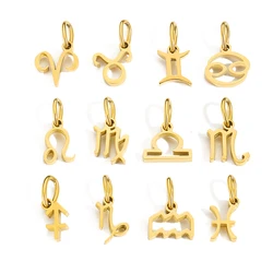 12 Zodiac Signs Pendant Accessories Stainless Steel Constellation Necklace Birthday Gift