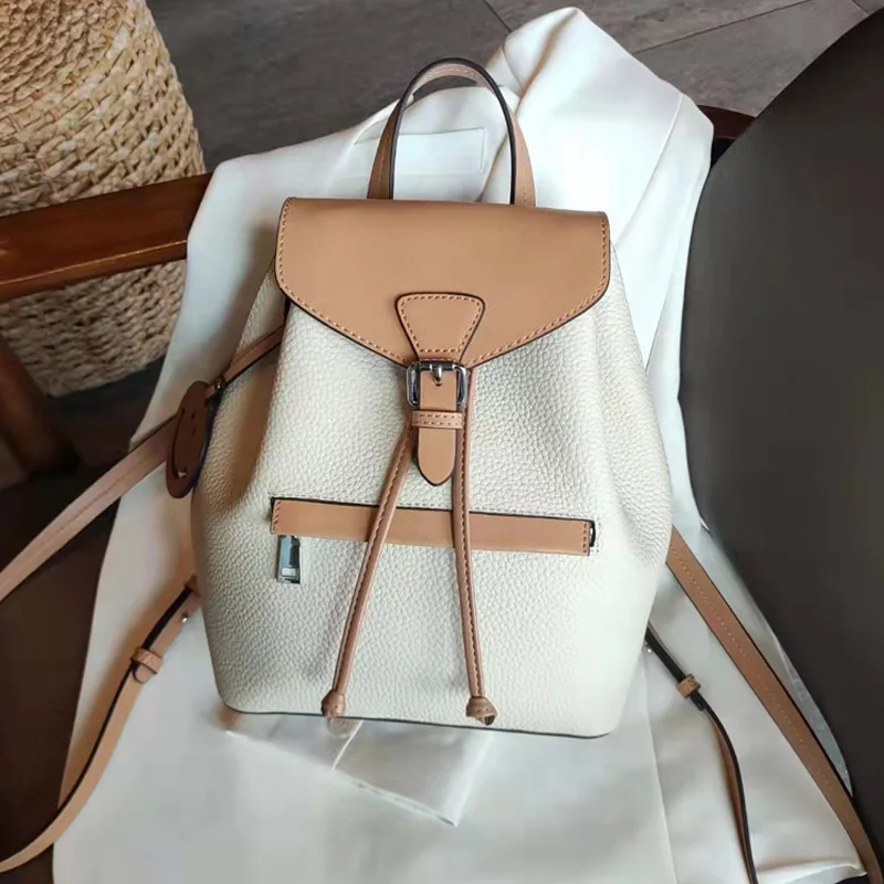 Fashion Female Genuine Leather Backpacks Large Capacity Women Shoulder Bags Solid Color Casual Lady\'s Commute Backpack Hot Sale