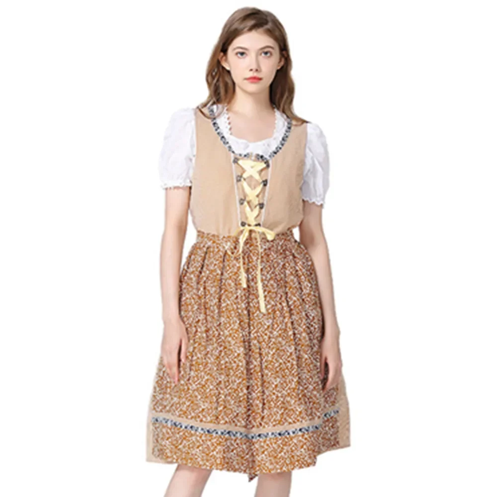 

Plus Size Carnival Lady Dirndl Oktoberfest Costume Bavarian National Plaid Beer Maid Dress Cosplay Halloween Fancy Party Dress