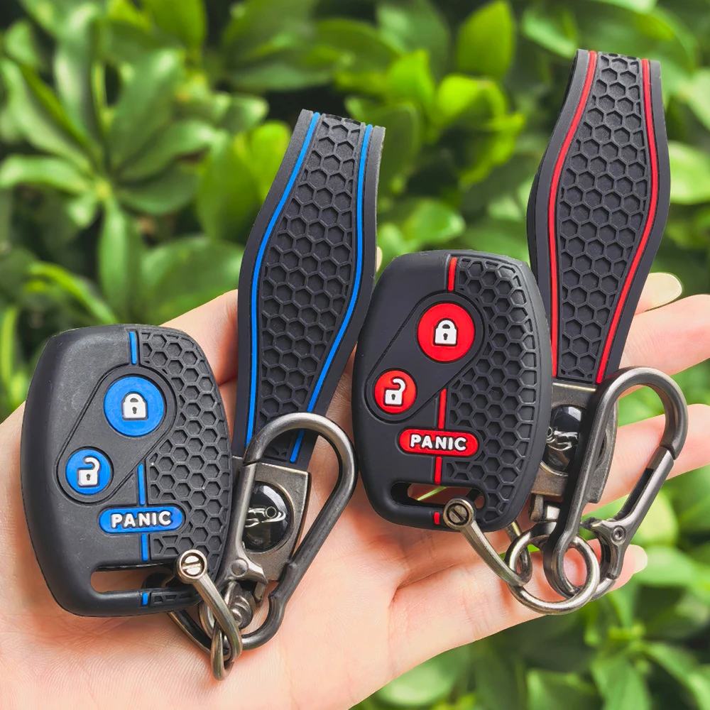 3 Button Silicone Car Key Cover Case Protect Skin Bag Rubber Shell for Honda FIT INSIGHT Civic Accord CR-V Ridgeline Key Chain