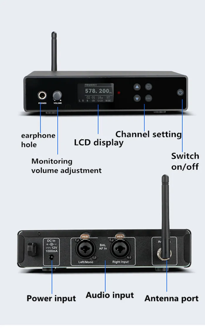 XS400II Stereo Uhf أفضل نظام مراقبة الأذن اللاسلكي