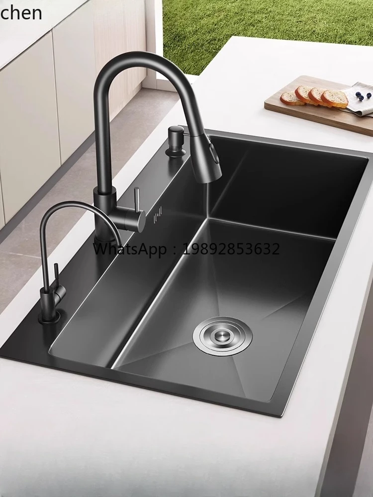 BB  Stainless Steel Sink Large Single Bowl Handmade Thickened Kitchen Undermount Basin Nano Vegetable Washing Basin