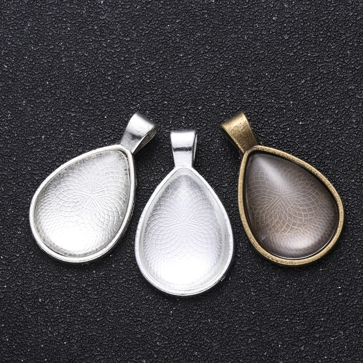 

36pcs Jewelry Accessory Pendant Trays Diy Resin Photo Cameo Craft Copper Plated Tray For Necklace Crafting Birthday Gift