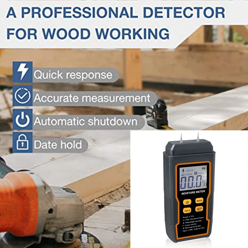 Digital Moisture Tester Handheld Needle Moisture Detector For Firewood Wallpaper Drywall